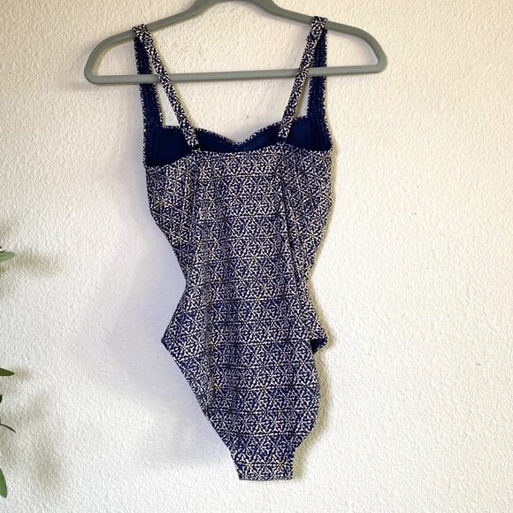 NEW Niptuck Joanne One Piece Ruched Bathing Swimsuit Navy Blue Gold 4 - Picture 7 of 7